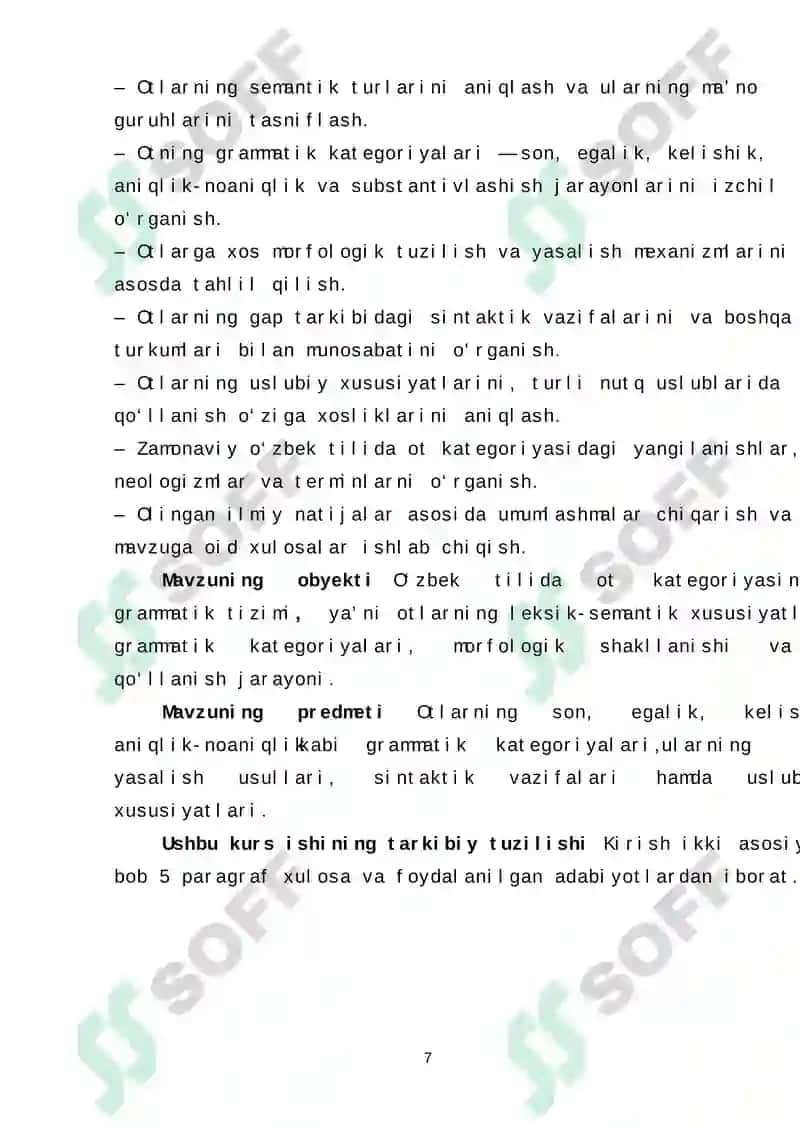 Oʻzbek tilida ot kategoriyasi va uning grammatik xususiyatlari 7