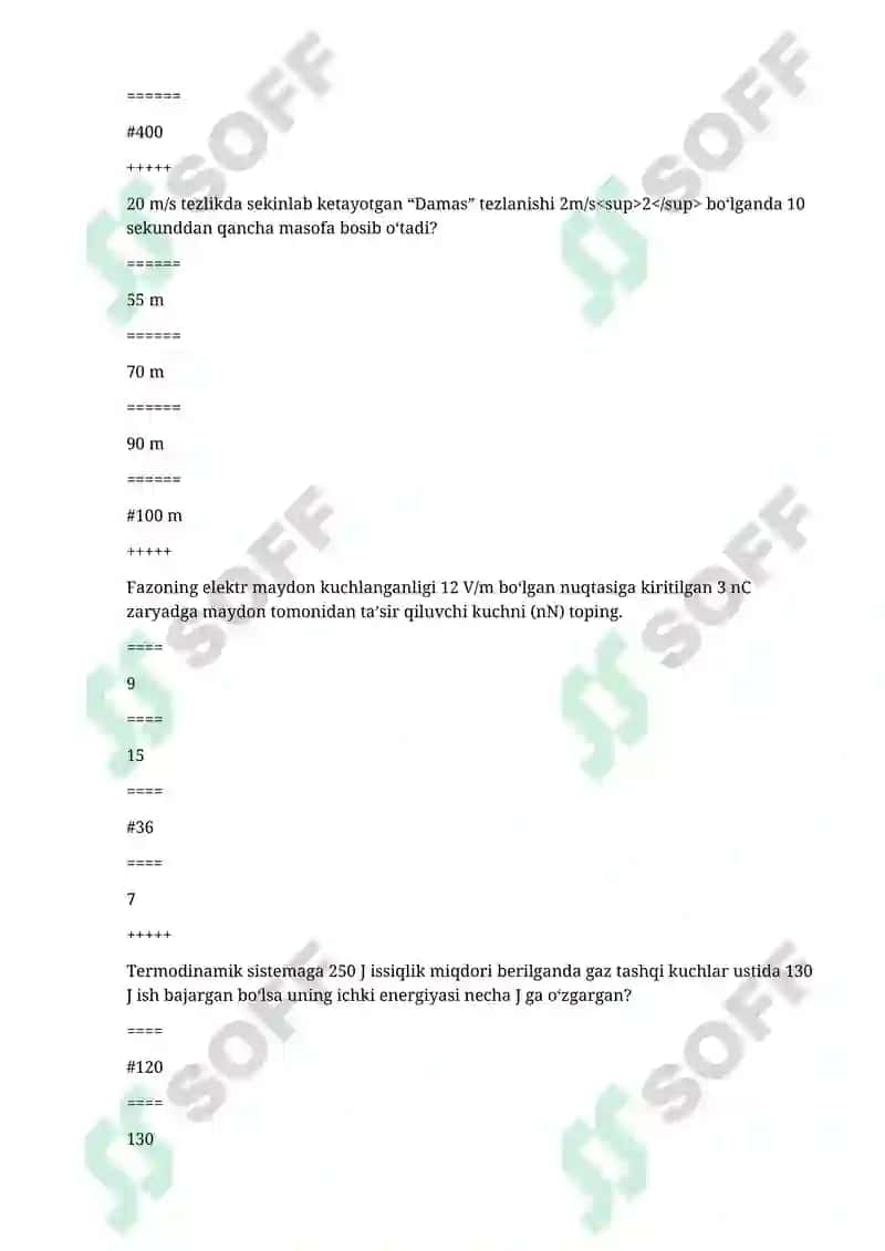 Fizika oraliq savol va javoblar 99 foiz foydali 7