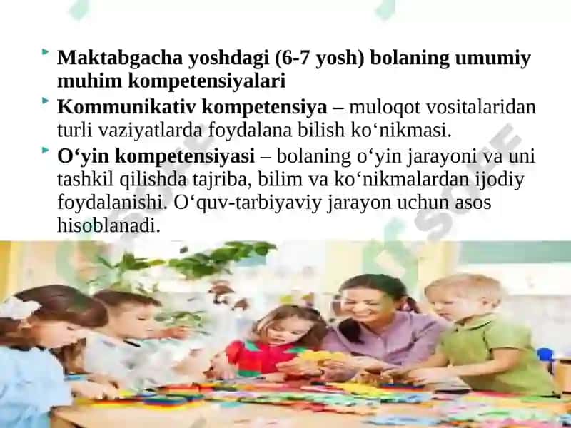 Maktabgacha yoshdagi  bolalarga ta`lim berishda kompentensiyaviy yondashuv 7