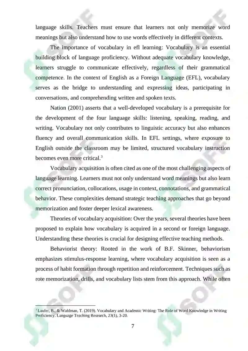 Effective Methods of Teaching Vocabulary in EFL Classes 7