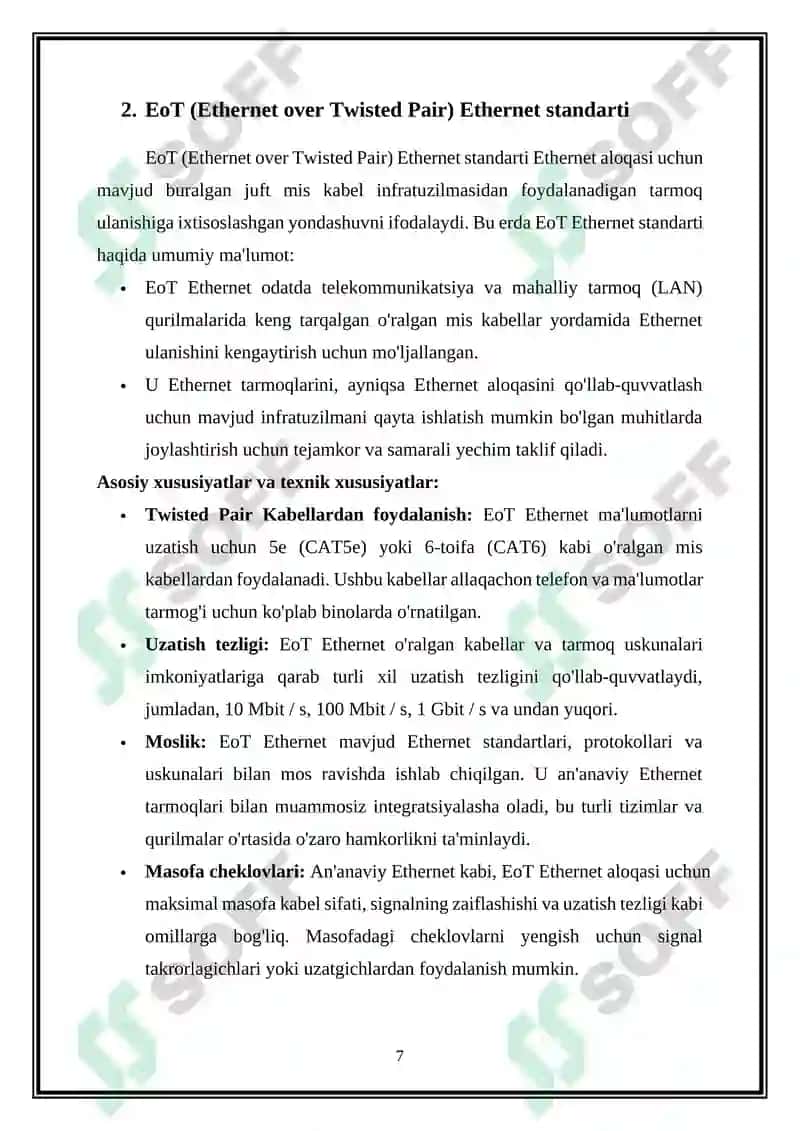 IEEE 802.3 Ethernet standarti va Eot Ethernet standarti haqida umumiy maʼlumot 7