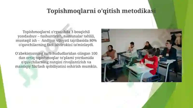 Topishmoqlarming etnopedagogik xususiyatlari bo'yicha test va blis so'rovnoma topshiriqlar 7