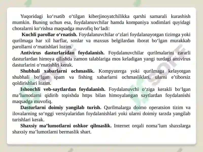 Internet tarmogʻida amalga oshiriladigan huquqbuzarliklar va ularga qarshi kurashish 7