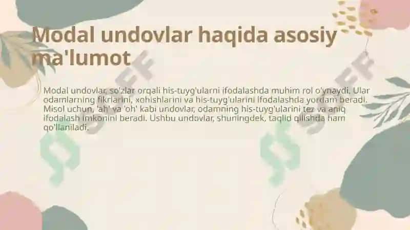 Alohida olingan soʻzlar.Modal undov va taqlidlar 7