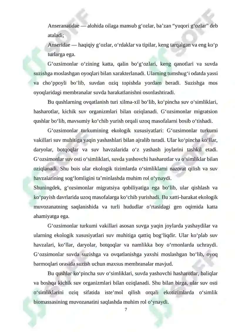 Gʻozsimon qushlarning ekologik va iqtisodiy ahamiyati 7