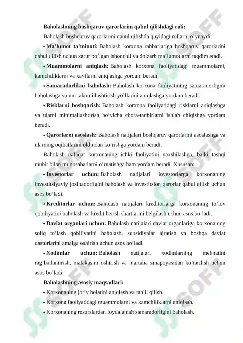 BAHOLAR BO‘YICHA QARORLAR QABUL QILISH 7