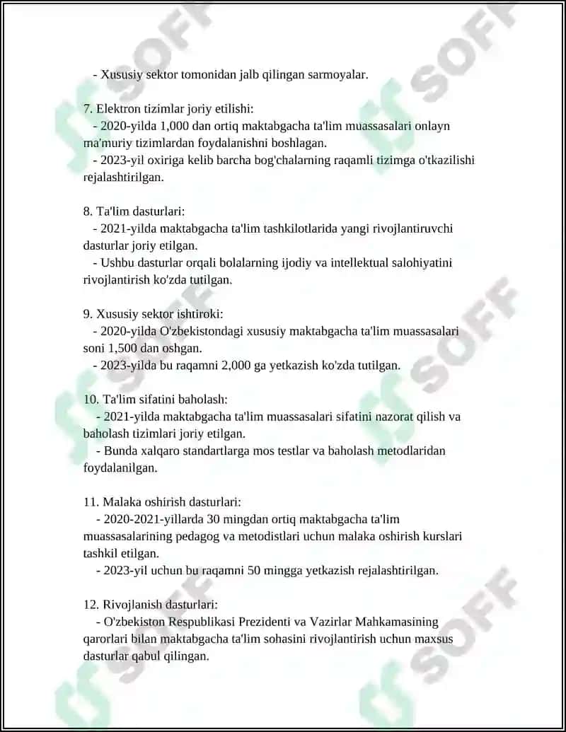 DAVLATIMIZDA YOSH AVLODNI TARBIYALASH VA SOG'LIGINI HIMOYA QILISH YO'LIDA OLIB BORAYOTGAN ISHLARI 7