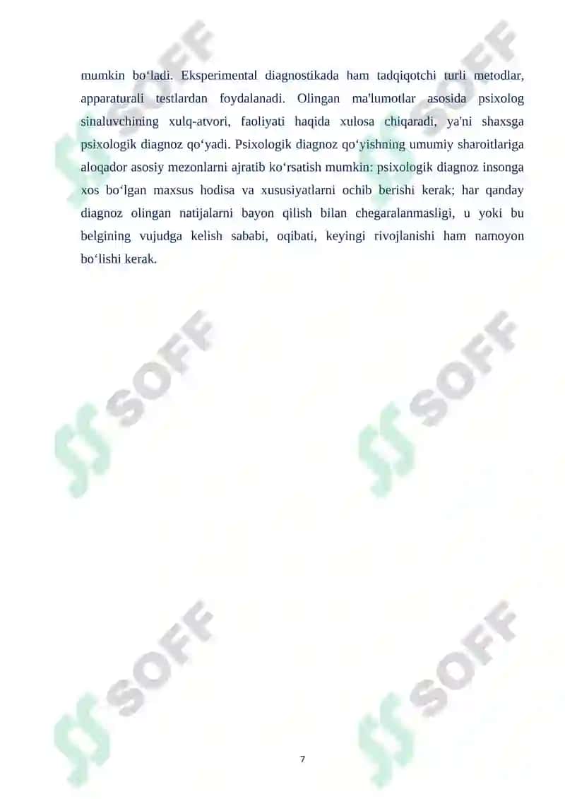 AMALIY TOPSHIRIQ XAREKTERIGA KO’RA PSIXODIAGNOSTIK METODIKALAR KLASSIFIKATSIYASI 7