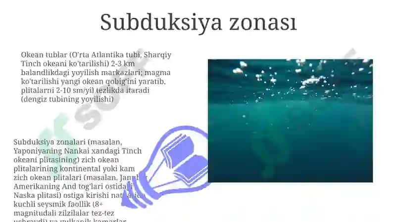 Dunyo okeani suv osti relyefi xususiyatlari 7
