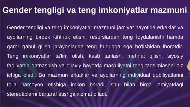 Erkak va ayollarning teng huquq va imkoniyatlarini ta’minlashga qaratilgan qonunchilik yo‘nalishlari 7