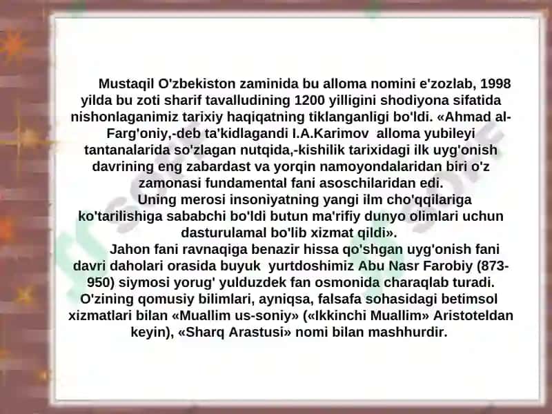 O’zbek allomalarining jahon sivilizasiyasiga qo'shgan hissasi 7
