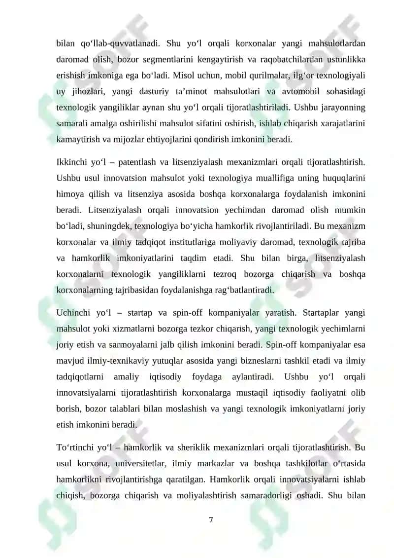 INNOVATSIYALARNING TIJORATLASHTIRISH MEXANIZMLARI 7
