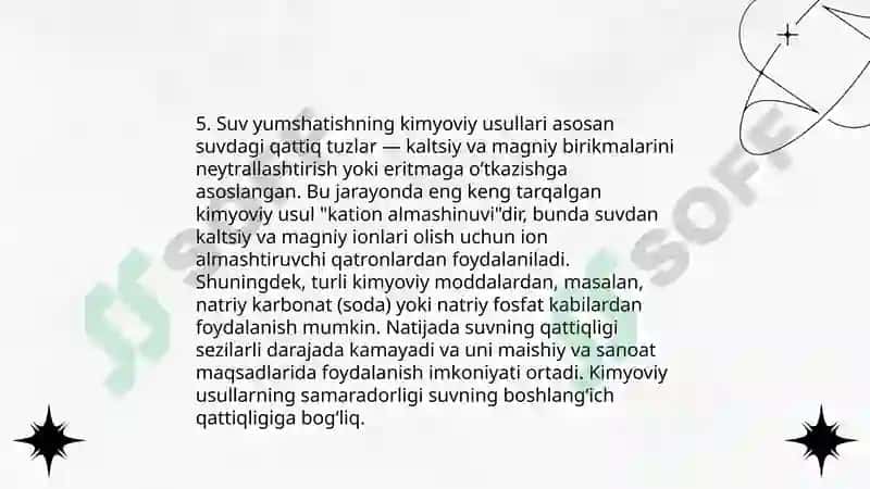 Suvning qattiqligi va uni yumshatishning texnikadagi ahamyati 7