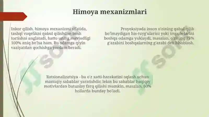 Psixologik maslahatga psixoanalitik yondashuvlarning xususiyatlari. 7