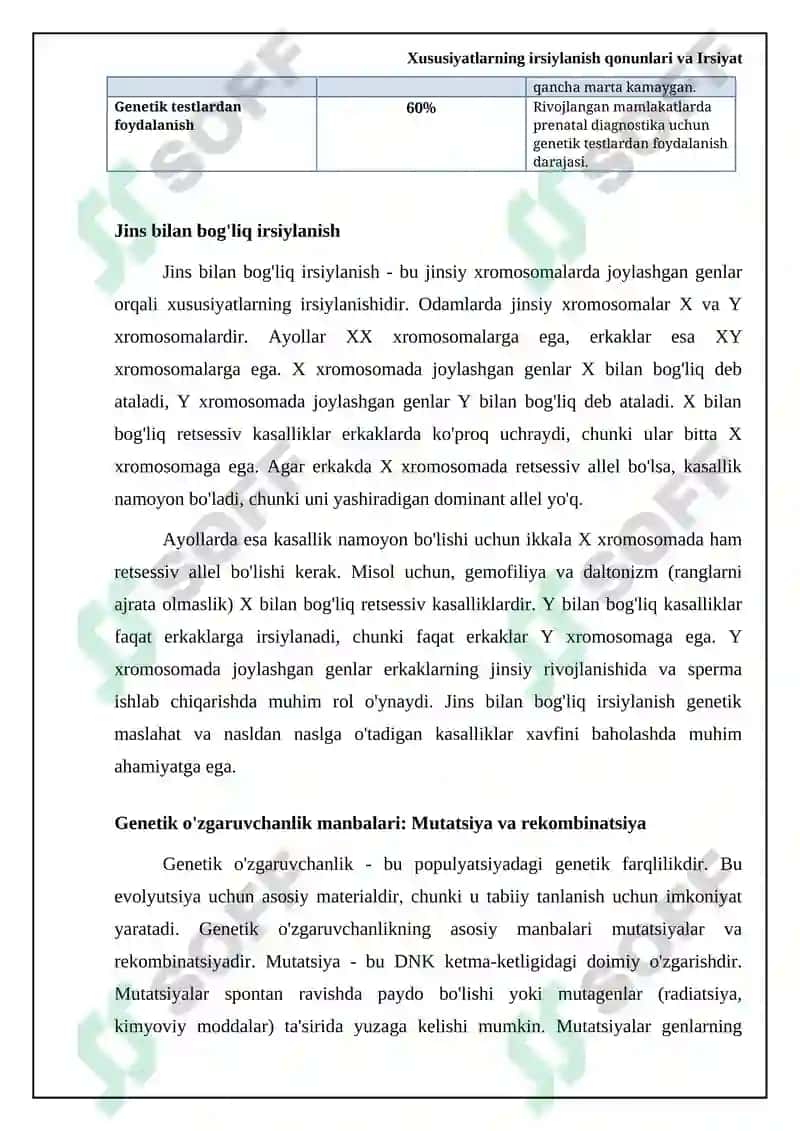 Xususiyatlarning irsiylanish qonunlari va Irsiyat 7