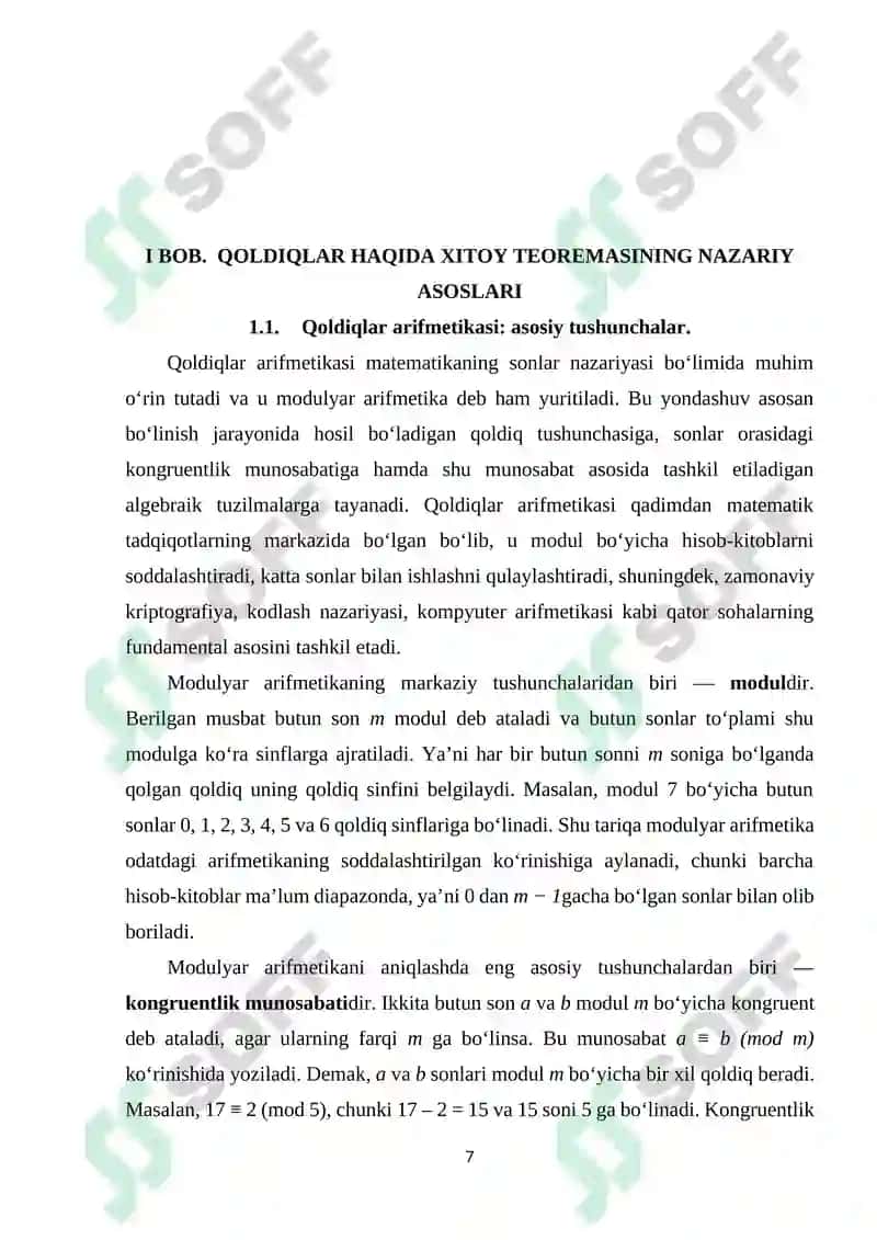 Xitoy qoldiq teoremasi va n-darajali ildizlar 7