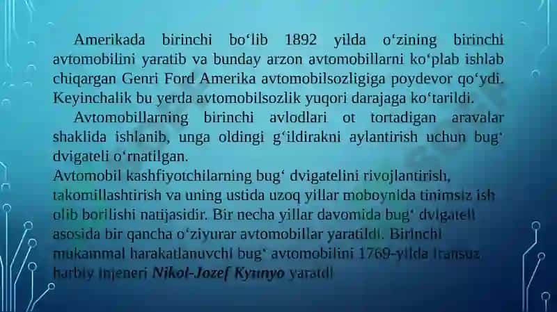 Avtomobillarning umumiy tuzilishi 7