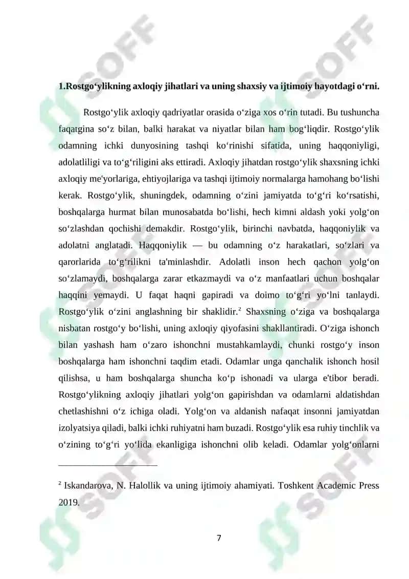Shaxsga yoʻnaltirilgan texnologiyalar asosida Rostgoʻylik va burchni his etib yashash mavzusini oʻqitish 7