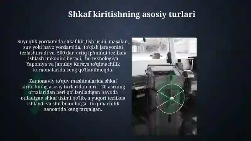 Zamonaviy to'quv dastgohlarining Homuza hosil qiluvchi mexanizmlari 7