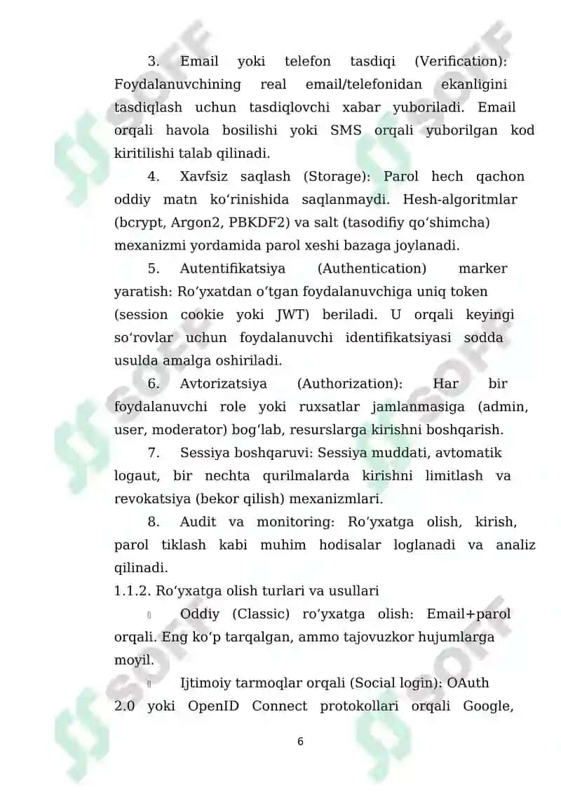 Foydalanuvchi ro’yhatga olish tizimi 7