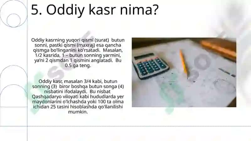 Oddiy kasrni o'nli kasrlarga aylantirish 7
