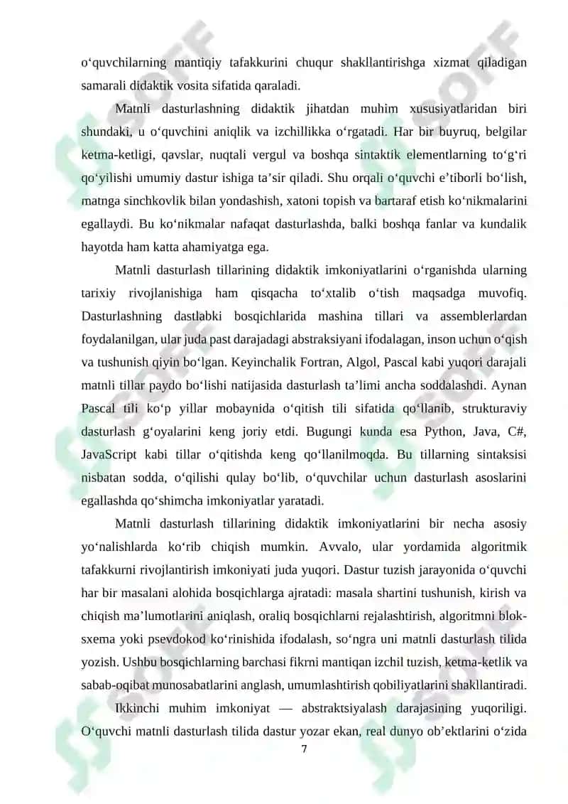 Matnli va grafik interfeysda dasturlashni taqqoslash metodikasi 7
