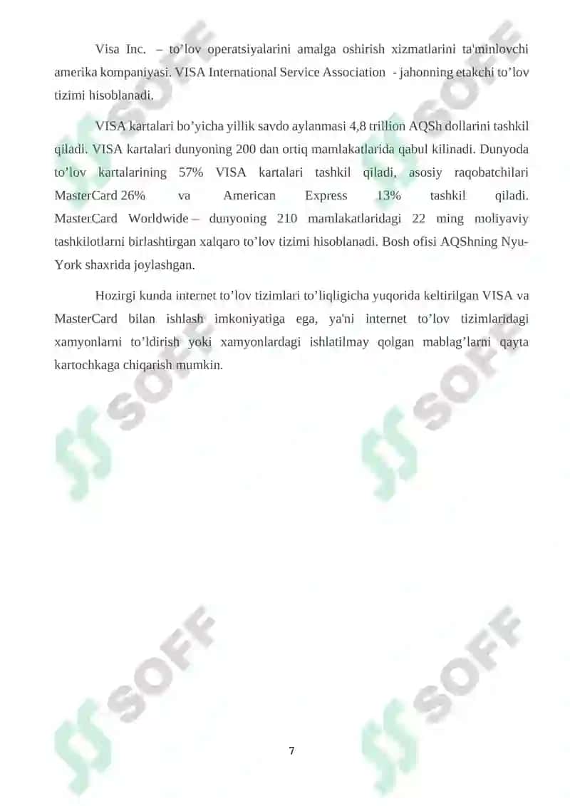 Internet to’lov tizimi va ularni ishlash tenalogiyalari 7