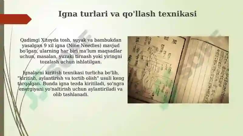 Qadimgi xitoyda shifobaxsh nuqtalarda igna bilan davolash 7