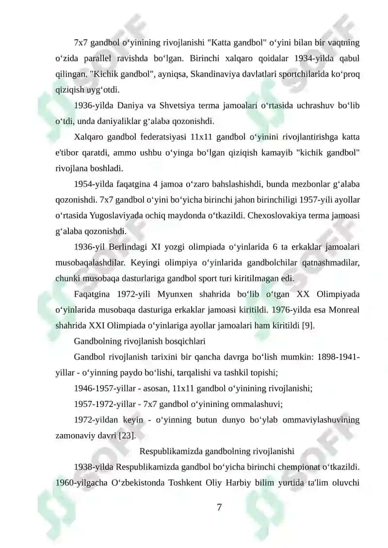 Qo‘l to‘pi o‘yinining tarixi, qoidalari, texnikasi va taktikasining tasnifi 7