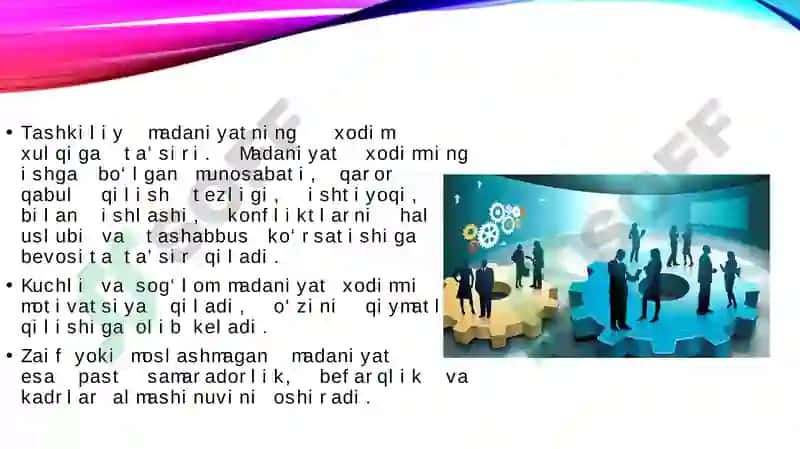 Tashkiliy madaniyat turlari va xodim xulqiga ta'siri 7