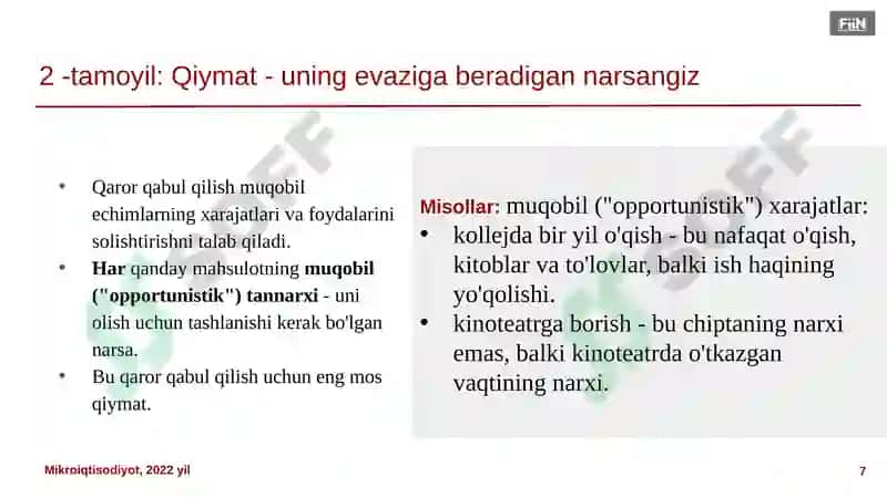 Iqtisodiyotning 10 tamoyili va Talab va taklif 7
