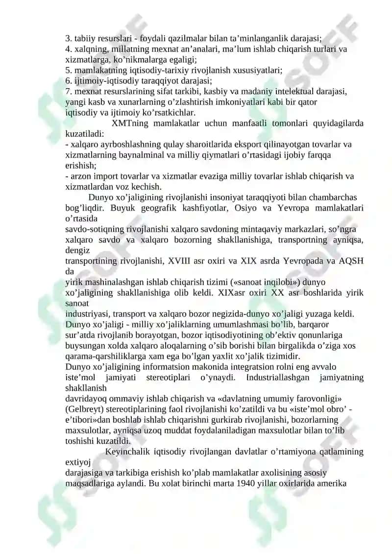 JAHON XOʻJALIGI TARAQQIYOTINING XOZIRGI ZAMON XUSUSIYATLARI 7