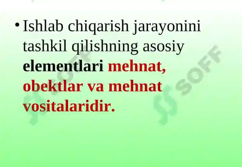 VI- MAVZU.KORXONADA ISHLAB CHIQARISHNI TASHKIL ETISH 7