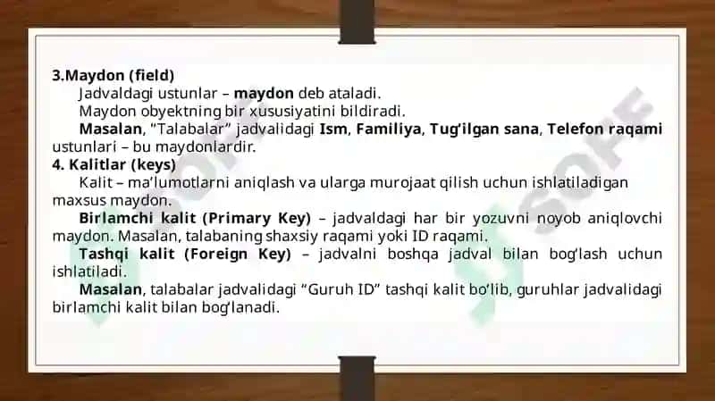 Ma'lumotlar bazasining ahamiyati 7