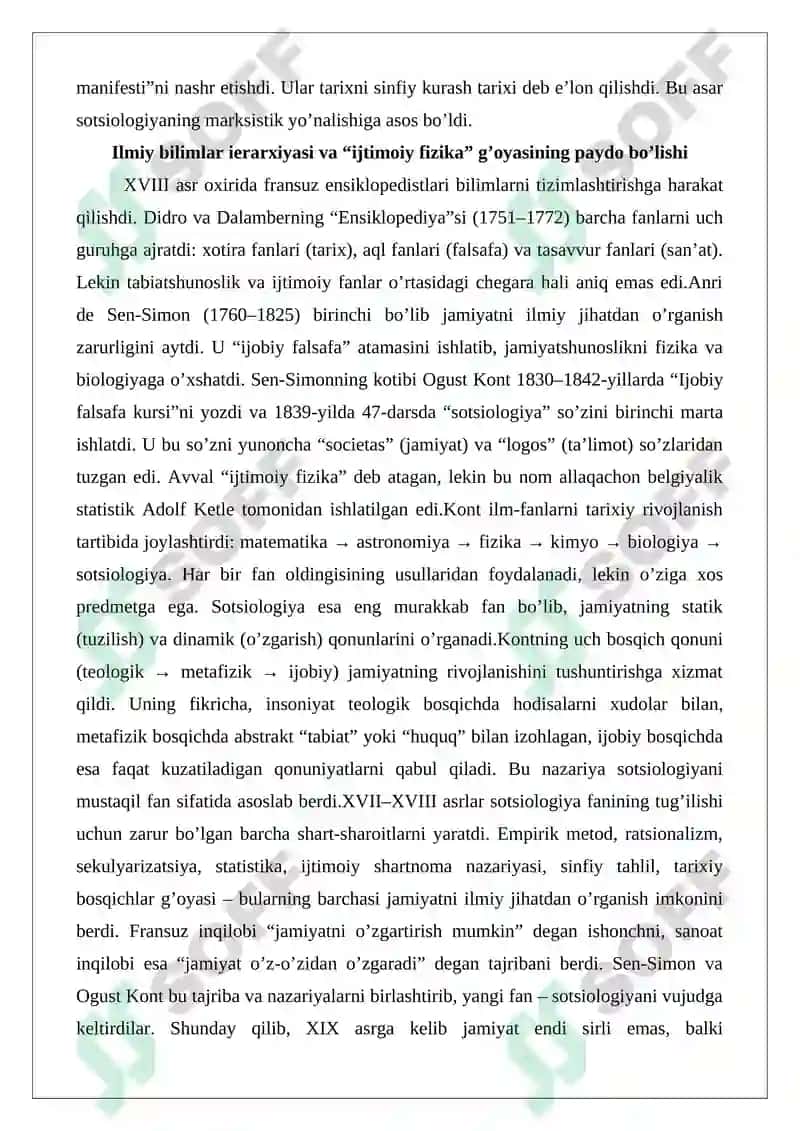 Sotsiologiya fani vujudga kelishining asosiy omillari 7