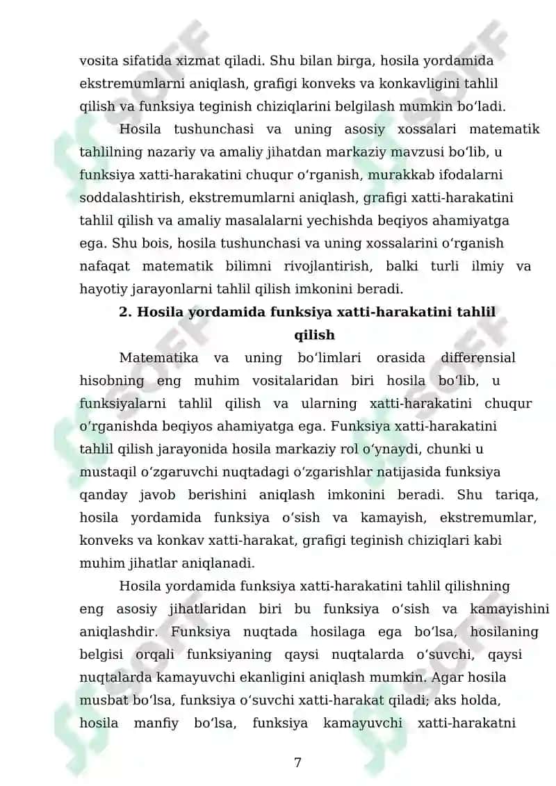 Hosilaning Tadbiqlari 7