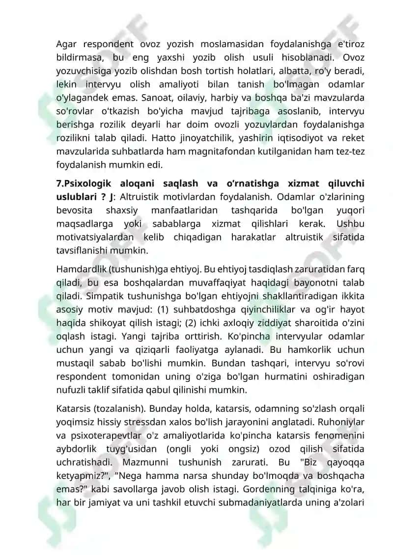 Intervyu metodining tadqiqotlarda qo’llanilishi 7
