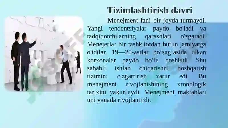 Boshqaruvfanining rivojlanishi tarixiy davrlari 7