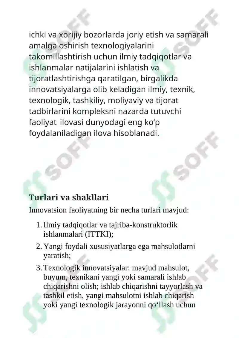 Innovatsiyalarning sohalar boʻyicha turlari 7