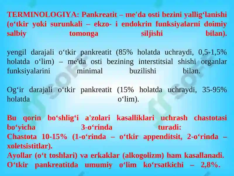 O‘tkir pankreatitni diagnostikasi va davolash 7