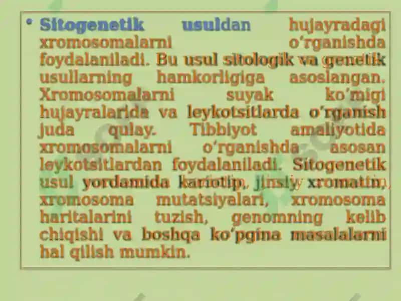 Umumiy genetika.Irsiyat vao‘zgaruvchanlik qonuniyatlari 7