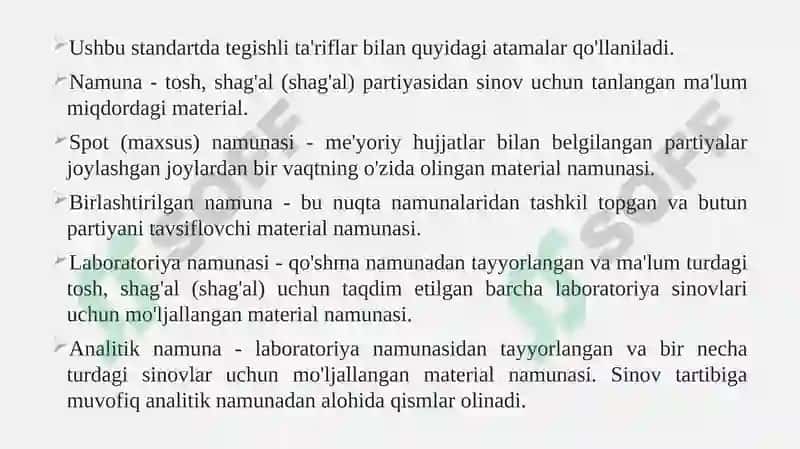 Qurilish materiallari sifatni nazorat qilish va baholash usullari FANIDAN TAQDIMOT 7