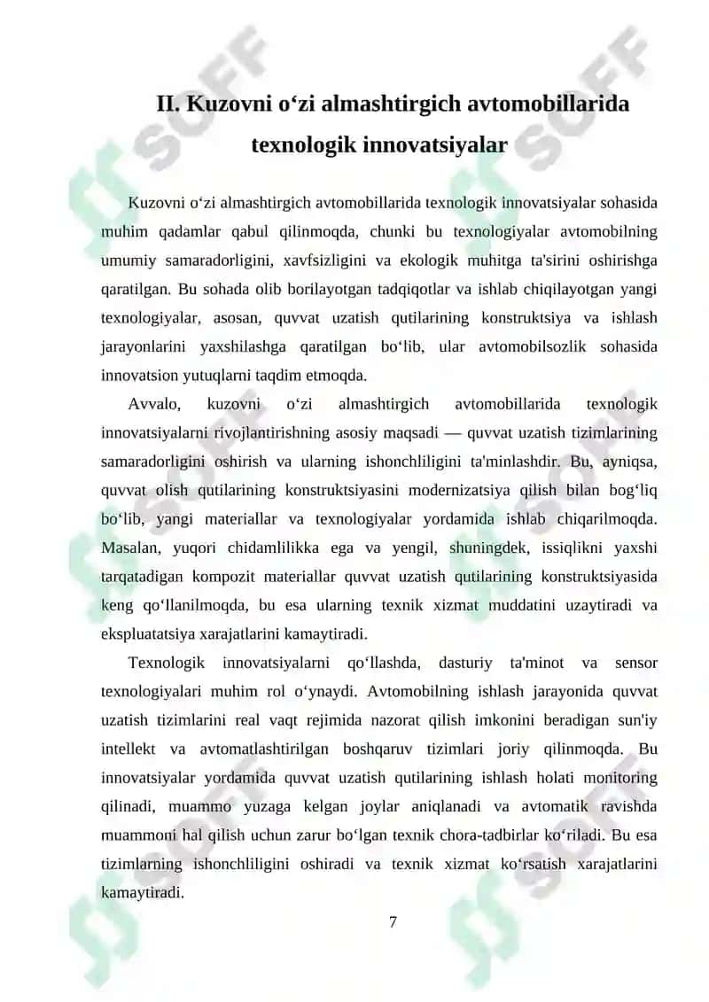 KUZOVNI OʻZI ALMASHTIRGICH AVTOMOBILLARIDA QUVVAT OLISH QUTILARIDAN FOYDALANISH XUSUSIYATLARI 7