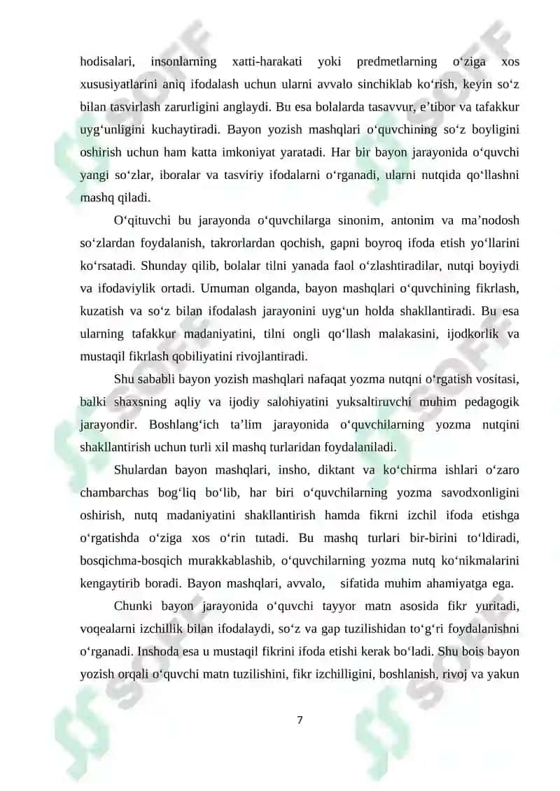 Boshlang‘ich sinflarda bayon yozish 7