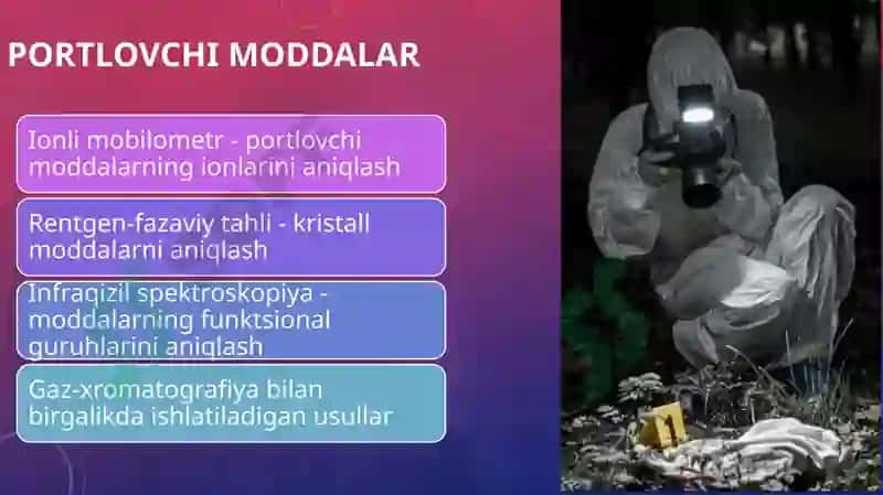 Kriminalistikada kimyoning ro'li 7