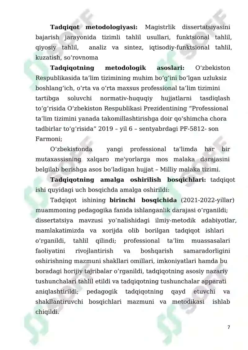 О‘ZBЕKISTОNDA РRОFЕSSIОNAL TA’LIM MUASSASALARINING RIVОJLANISH TЕNDЕNSIУALARI VA ISTIQBОLLARI 7