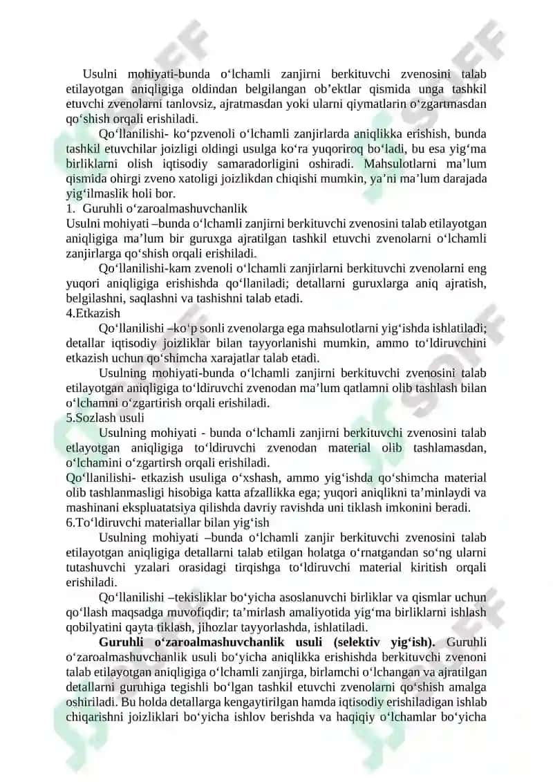 TEXNOLOGIK MASHINALARNI ZAMONAVIY YIG’ISH TEXNOLOGIYASI ASOSLARI 7