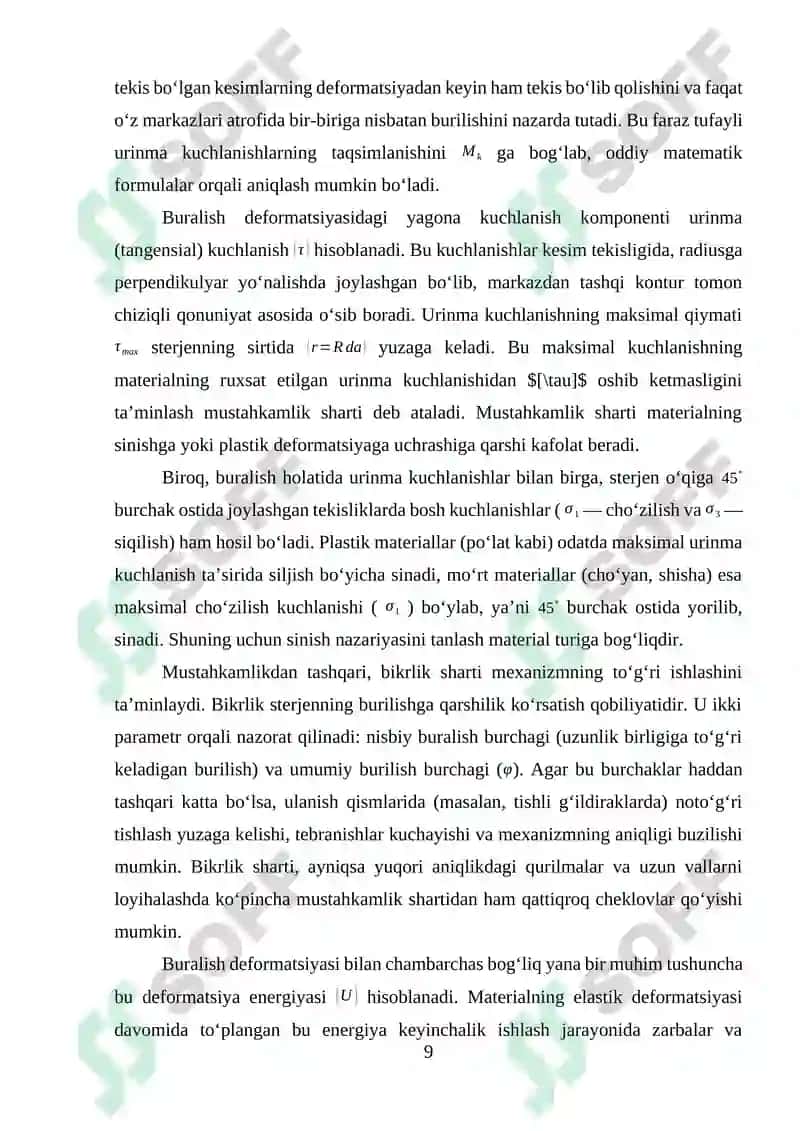 Buralish Difarmatsiyasi haqida tushuncha Doiraviy kesim yuzali toʻgʻri valni buralishdagi kuchlanish va deformatsiya 7