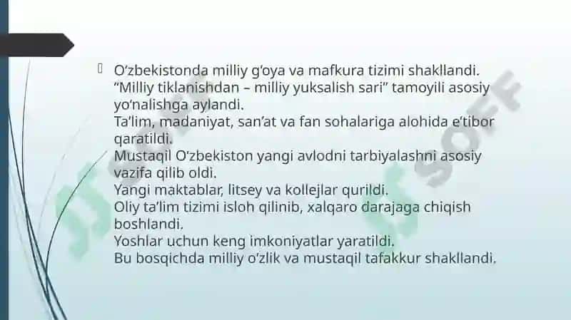 O‘zbekistonning o‘zistiqlol va taraqqiyot yo‘li 7