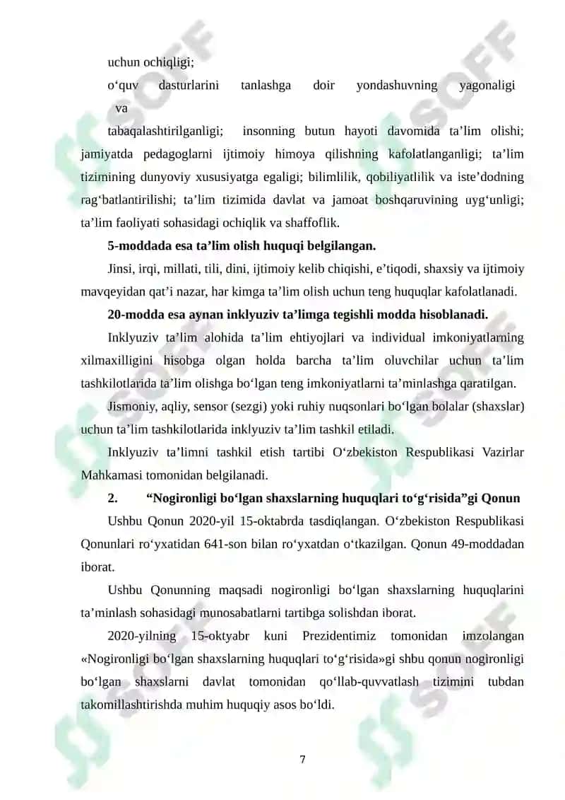 INKLYUZIV TAʼLIMNING HUQUQIY ASOSLARI 7